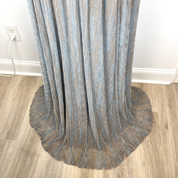 Mac Duggal Grecian Cold Shoulder Backless Gown In Golden Blue 26362 Size 14 New - Picture 6 of 16